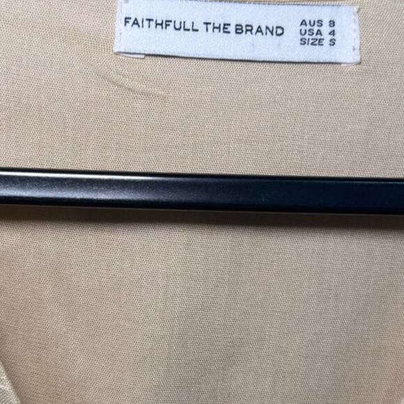 Faithfull The Brand NWOT Godiva Dress Wrap Linen Balloon Sleeves Beige Size 4 - Picture 9 of 12